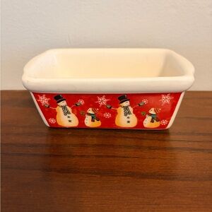 Festive Snowman Ceramic Dish Mini Loaf